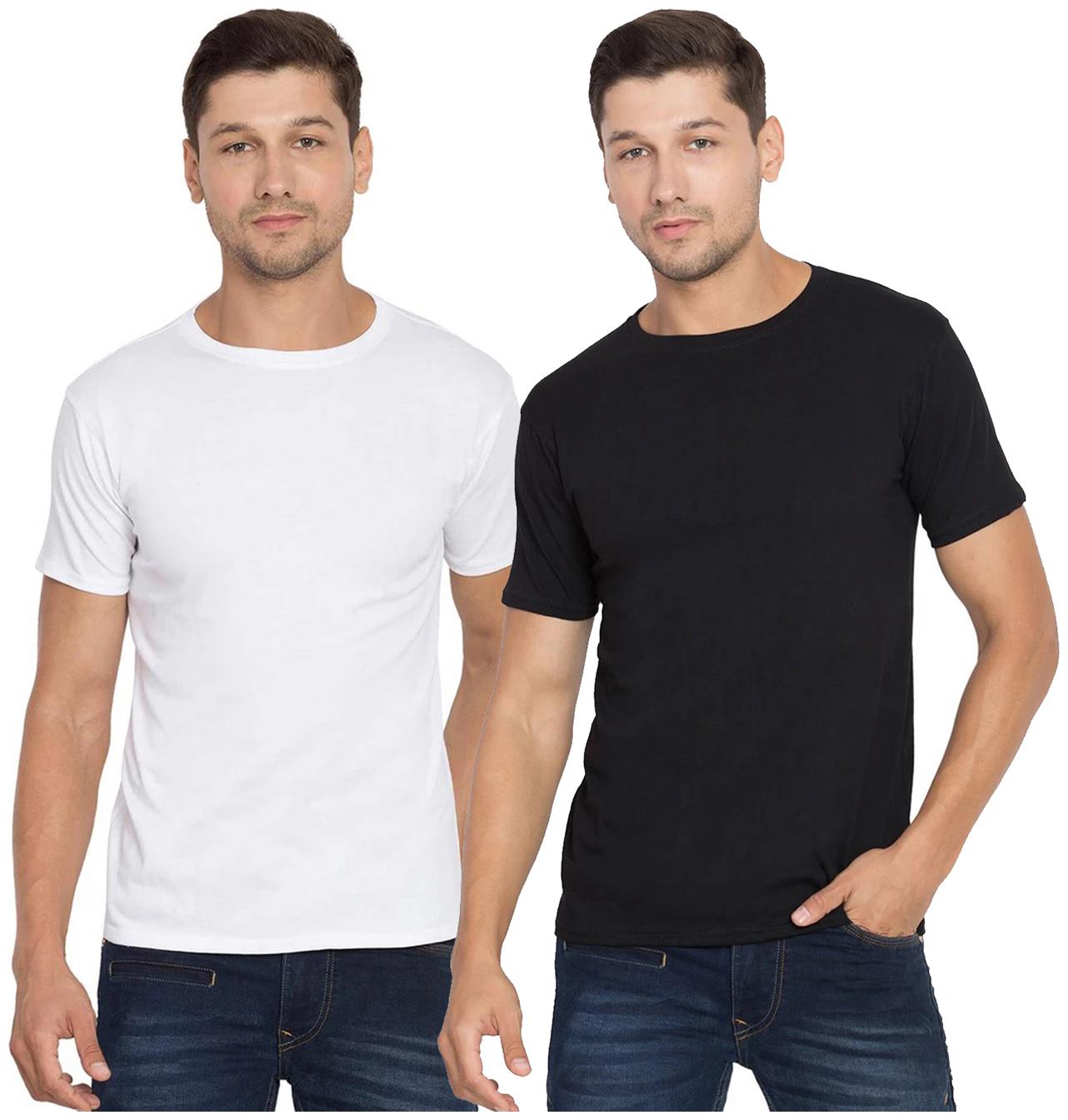 

Corsair Men White Black Regular fit Cotton Round neck T-Shirt - Pack Of 2