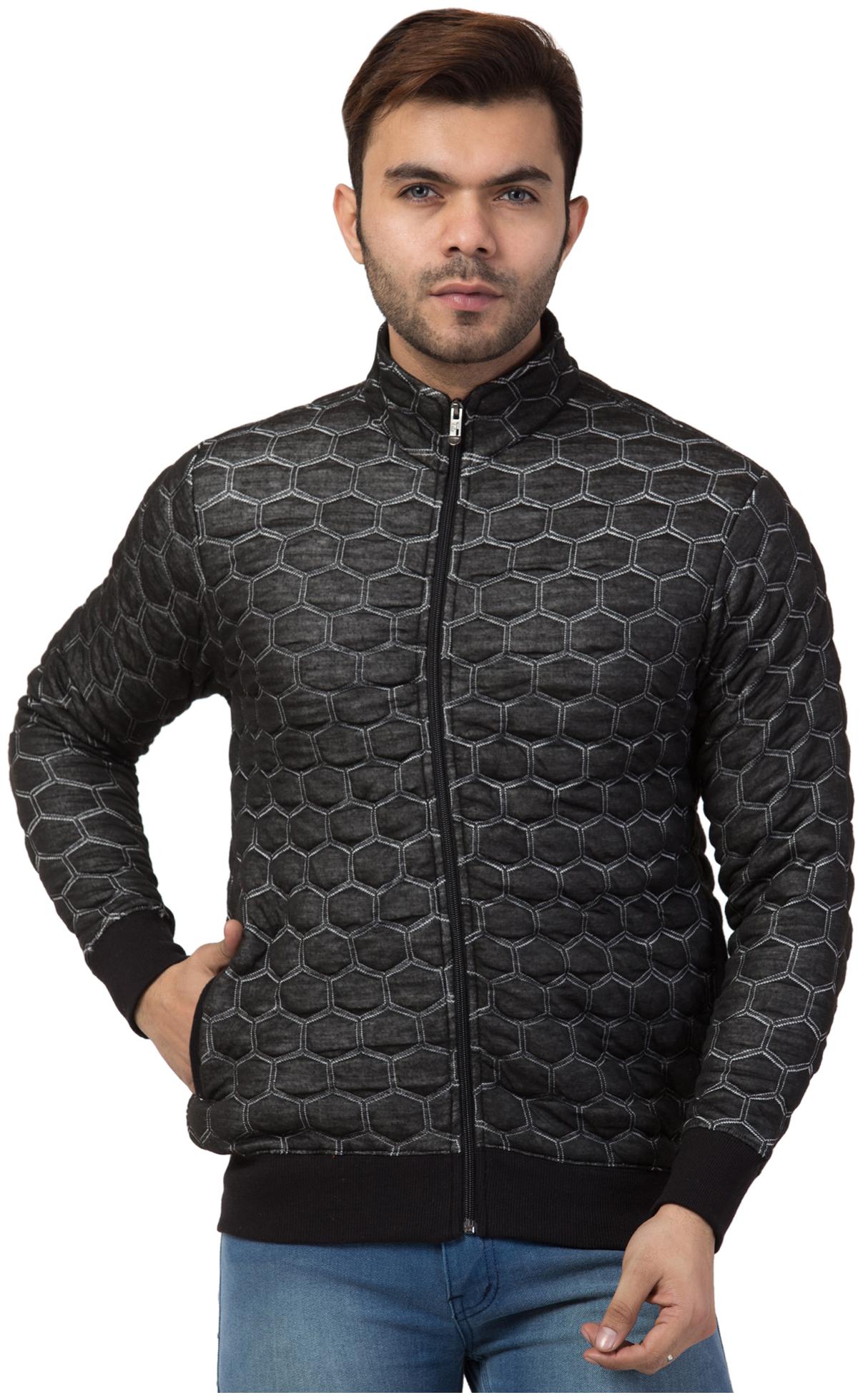 

Corsair Men Black Self design Bomber jacket