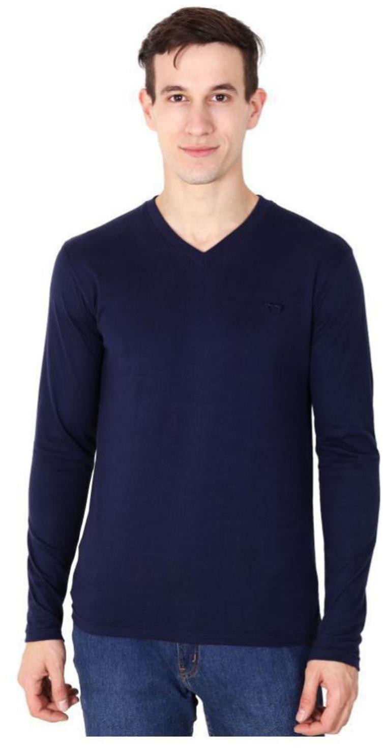 

Corsair Men Blue Regular fit Cotton Lycra V neck T-Shirt - Pack Of 1