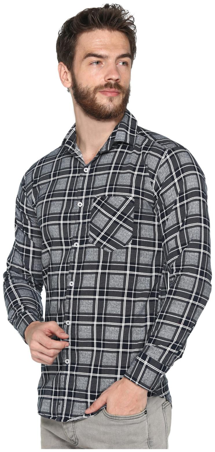 

CB COTBLEND Men Grey Checked Slim Fit Casual Shirt