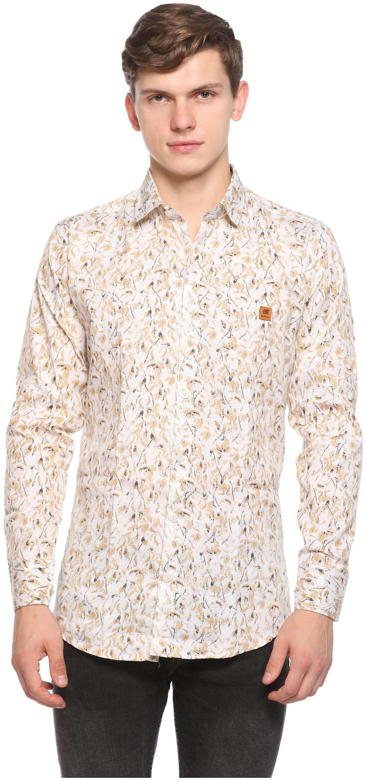 

CB COTBLEND Men Yellow Printed Slim Fit Casual Shirt