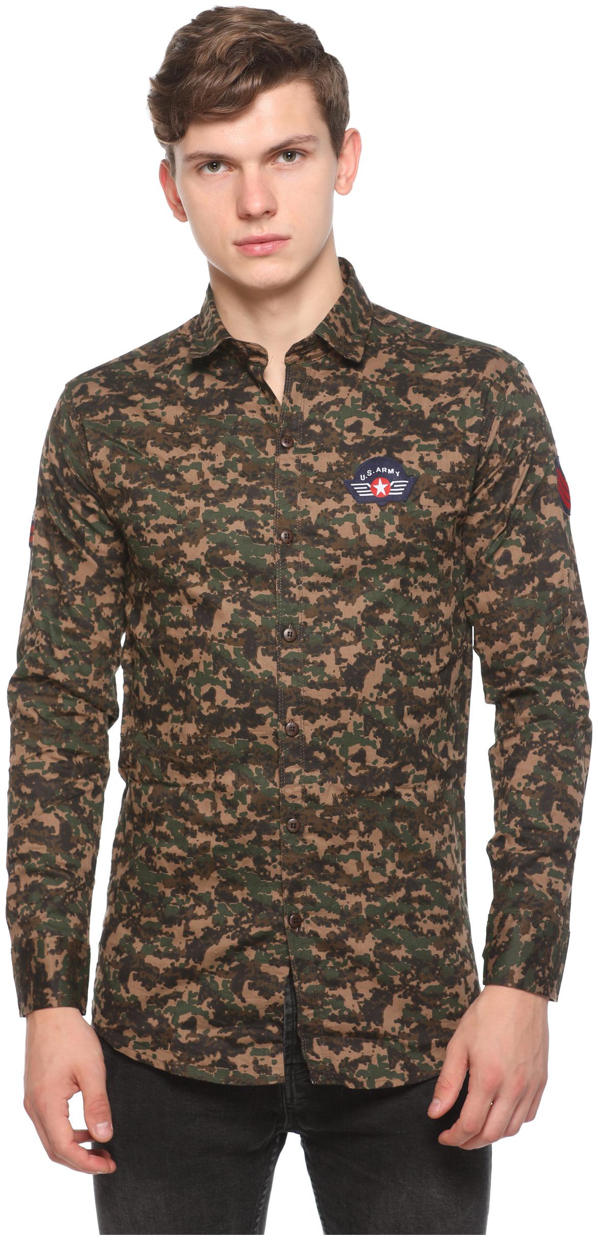 

CB COTBLEND Men Green Printed Slim Fit Casual Shirt
