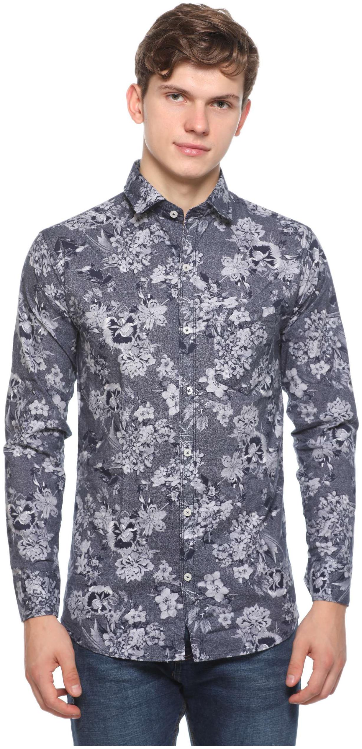 

CB COTBLEND Men Blue Printed Slim Fit Casual Shirt