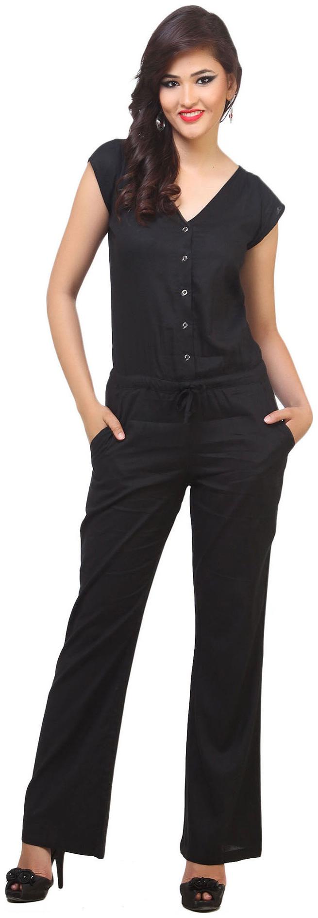 cottinfab solid women's jumpsuit