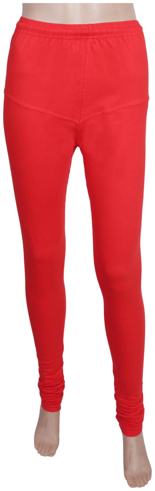 

Cotton Lycra Churidar Leggings for Women (Red Color - Free Size) 96 Cotton 4 Lycra Ruby cut (V cut leggings)