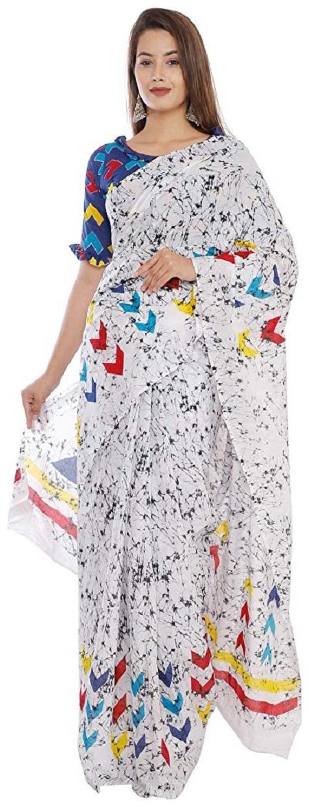 

Cotton Malmal Printed Saree with Blouse piece