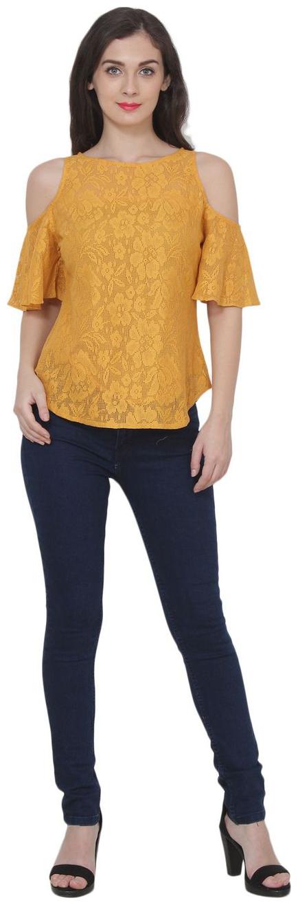 

Niomi Women Solid A-line top - Yellow