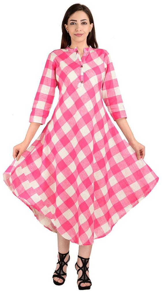 

Fab Attire Women Pink Printed Straight Kurti