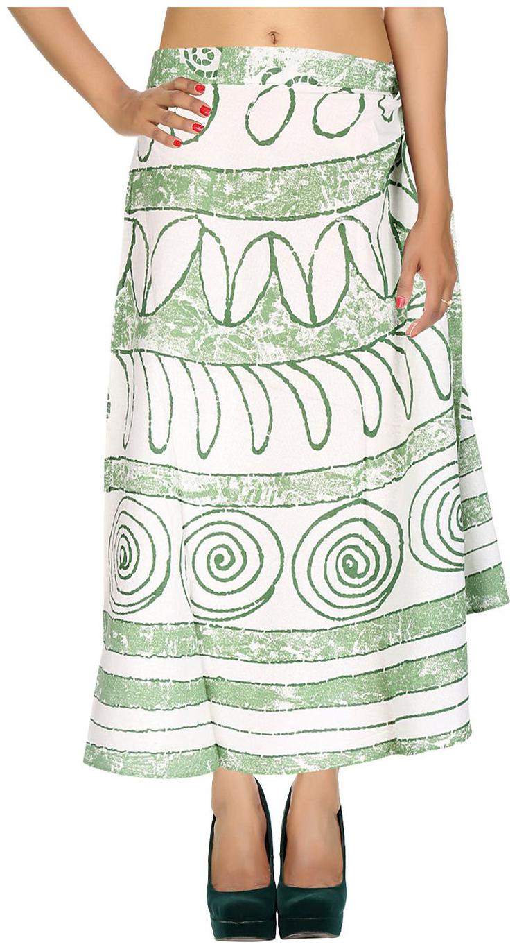 

Rajrang Solid Wrap skirt Maxi Skirt - White Green