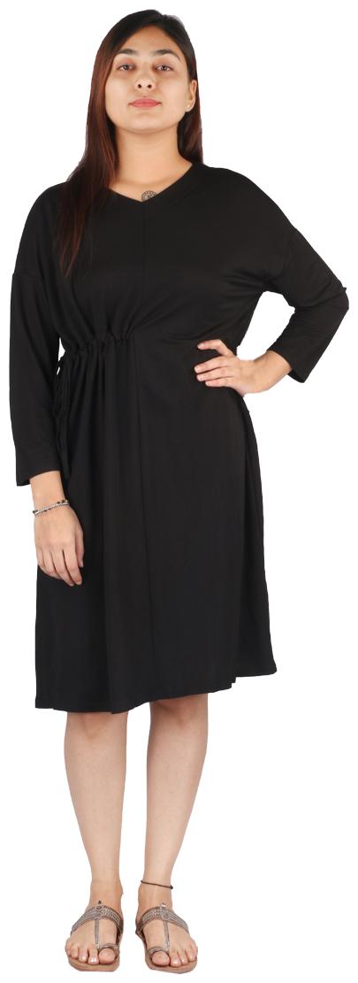 

Cotton Rayon Solid one piece 3 4th Sleeve dress for regular office and party wear