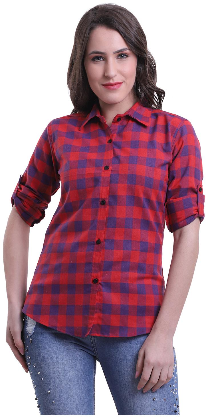 

Meer India Garments Women Red Checked Regular Fit Shirt
