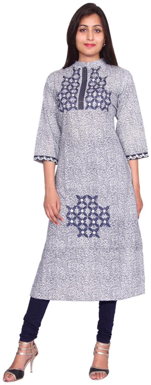 

Mehsoos Women Blue Embroidered Straight Kurta