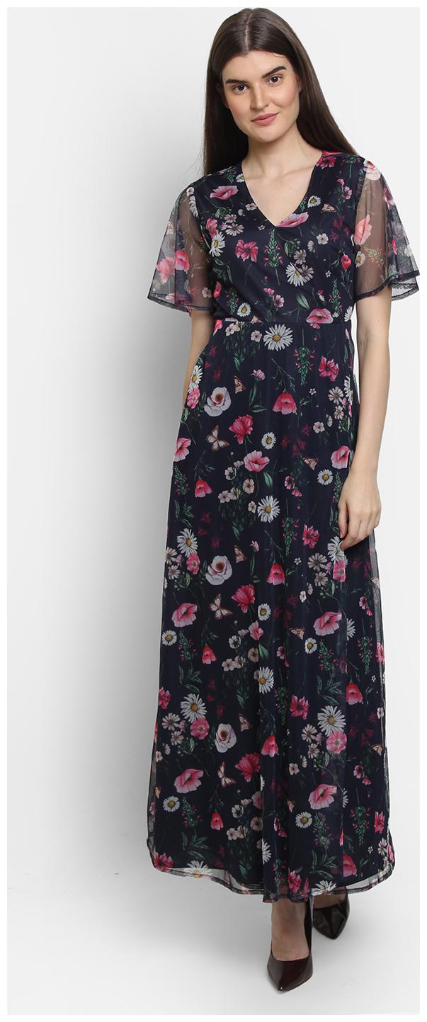 

Cover Story Blue Floral Flared dress