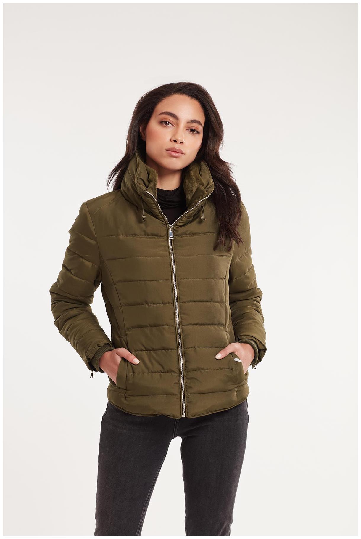 

Cover Story Nylon Solid Olive Bomber Jacket Women