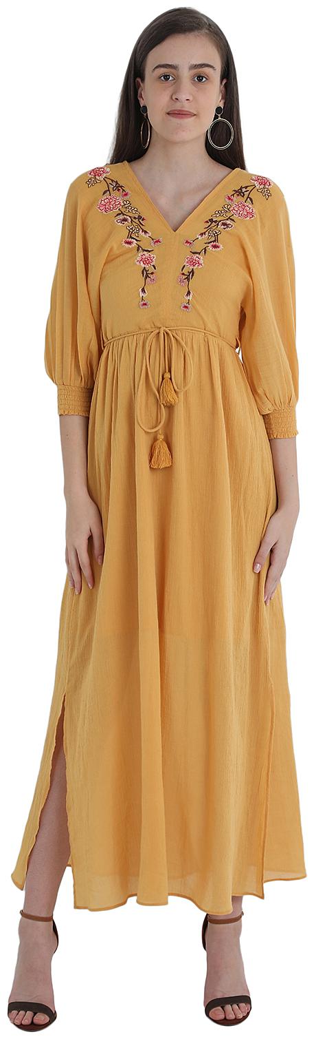 

Cover Story Yellow Solid Maxi dress