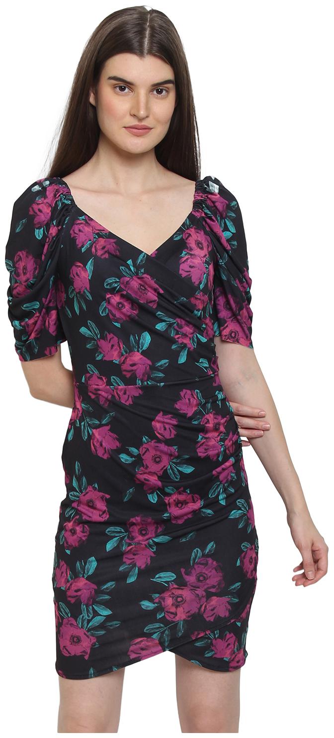 

Cover Story Black Floral Blouson dress