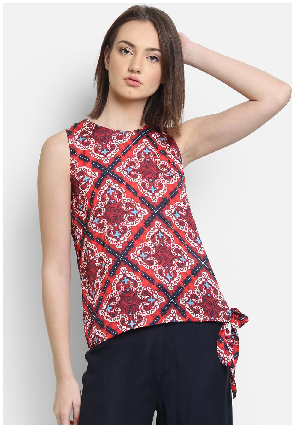 

Cover Story Women Red Regular fit Round neck Polyester T shirt