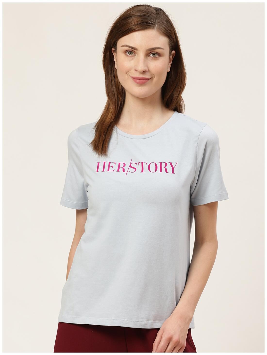 

Cover Story Women Blue Regular fit Round neck Cotton T shirt