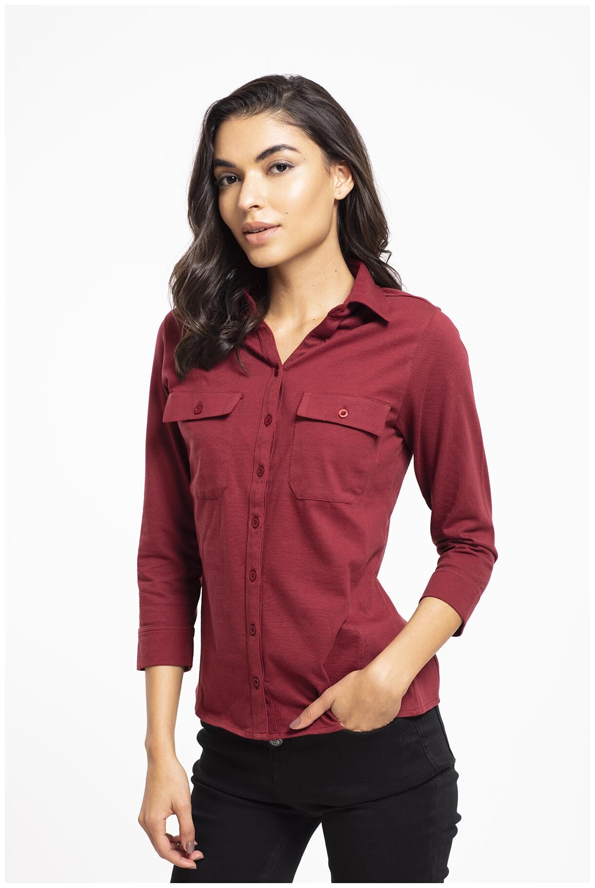 

Cover Story Women Maroon Solid Regular Fit Shirt