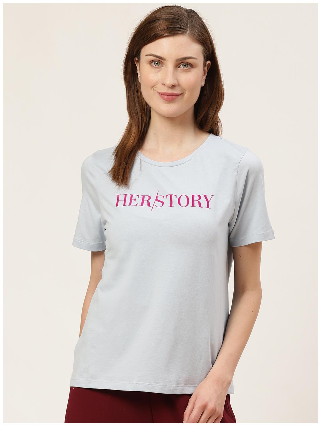

Cover Story Women Blue Regular fit Round neck Cotton T shirt