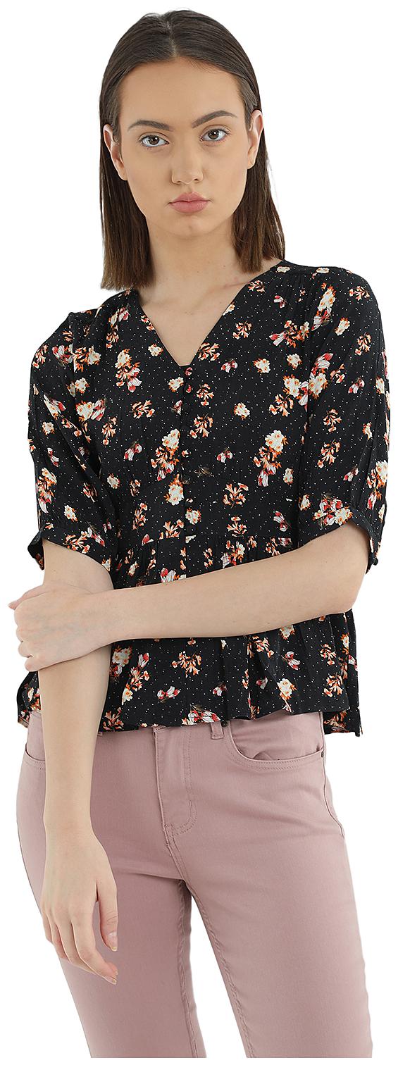 

Cover Story Women Floral Regular top - Black
