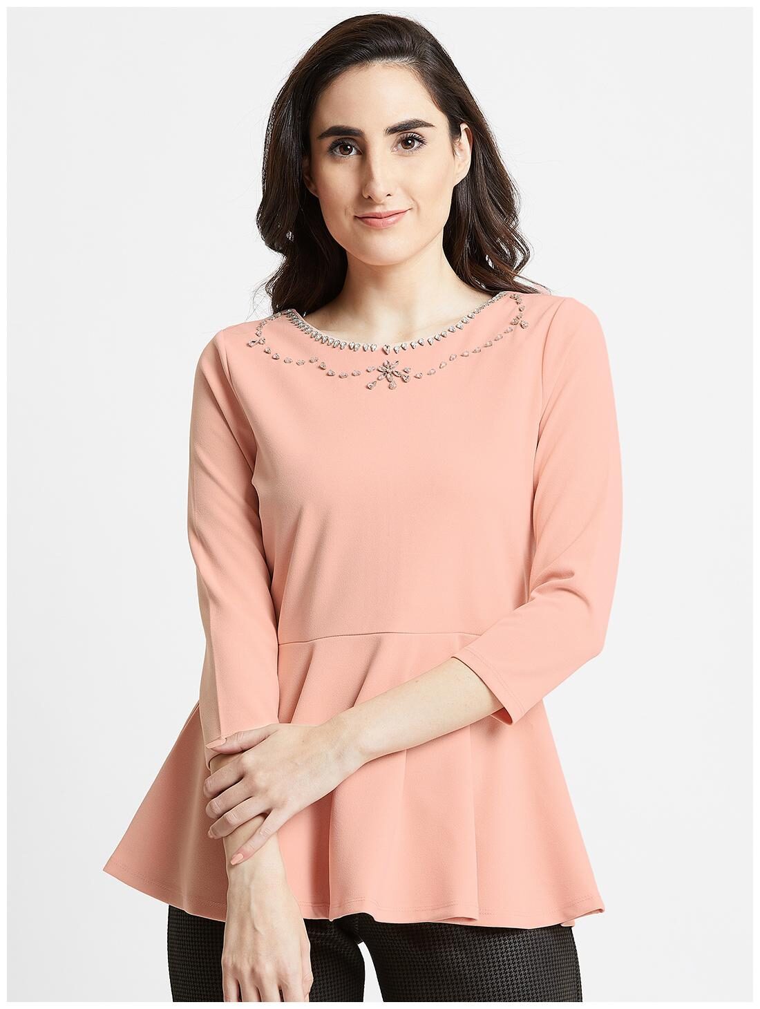 

Cover Story Women Pink Regular fit Round neck Polyester T shirt