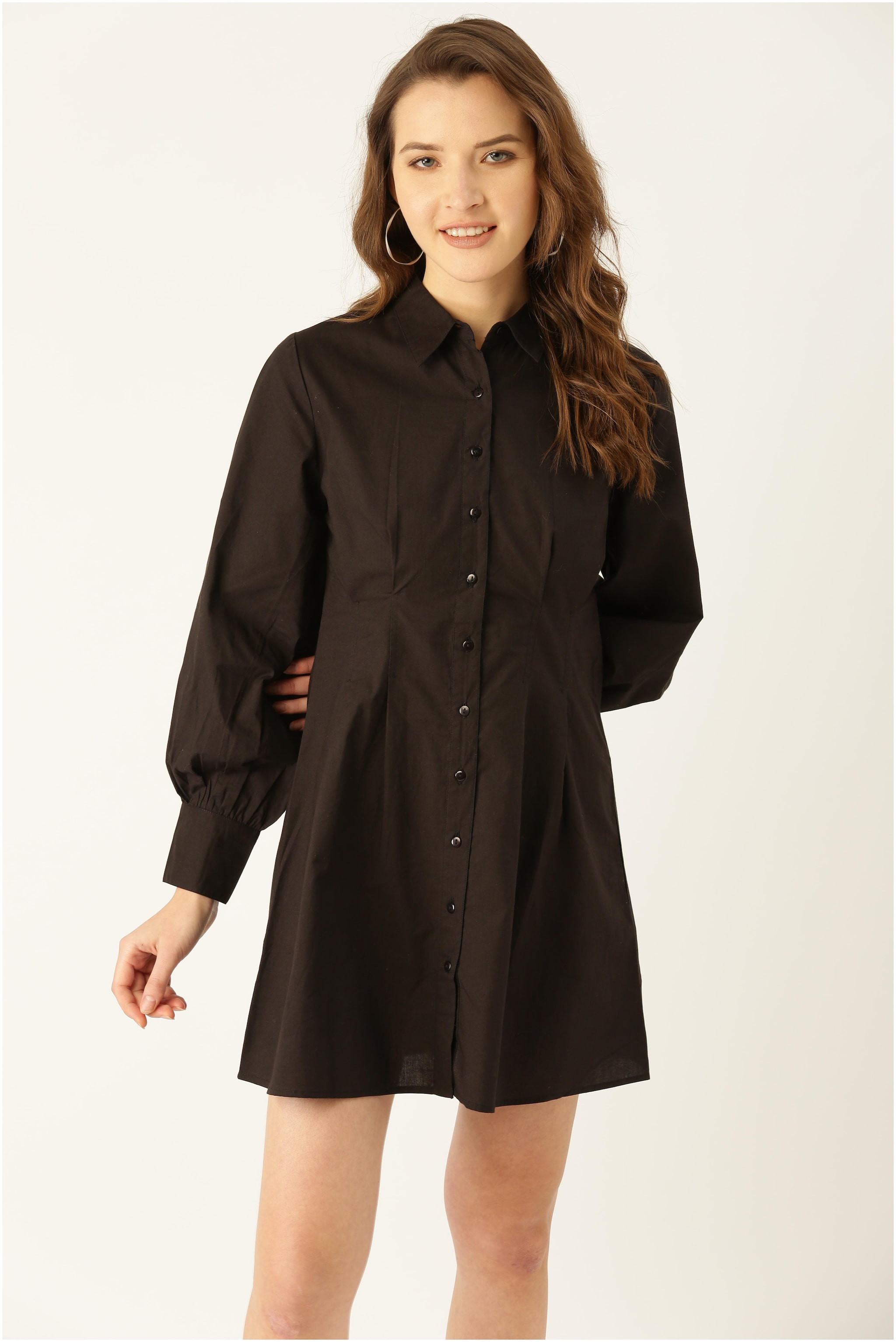 

Cover Story Black Solid Shirt dress
