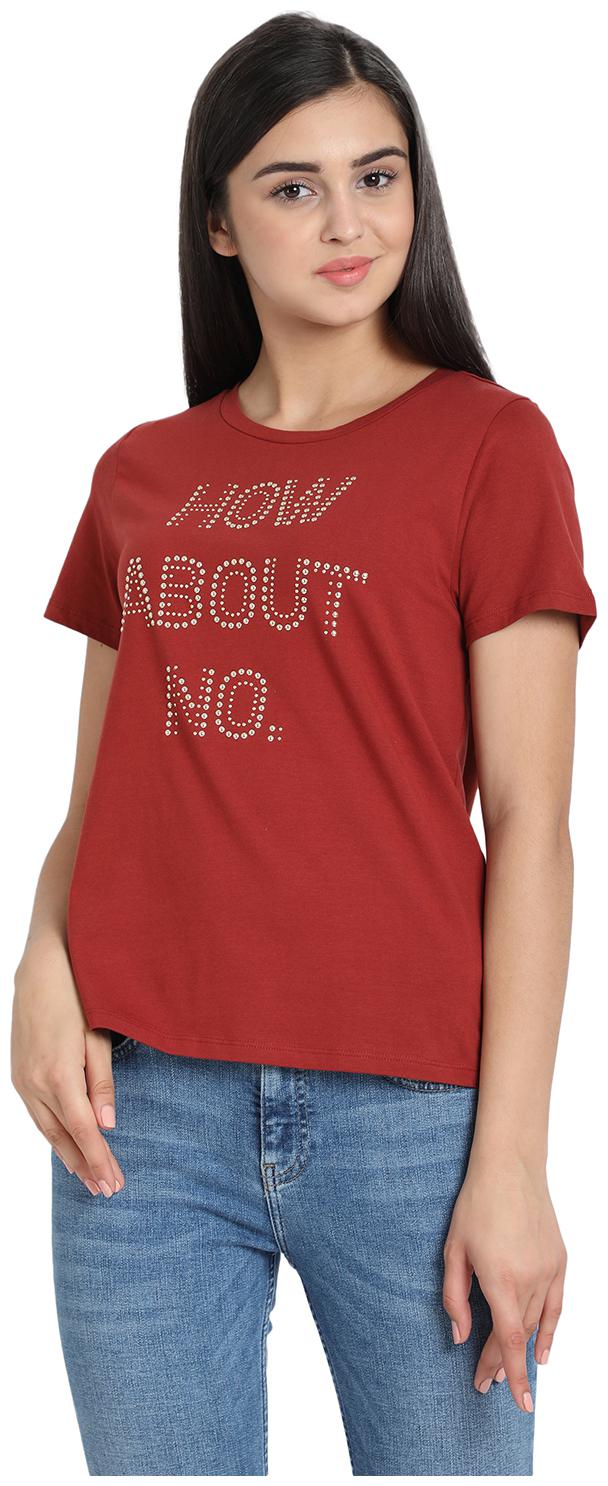 

Cover Story Women Brown Regular fit Round neck Cotton T shirt