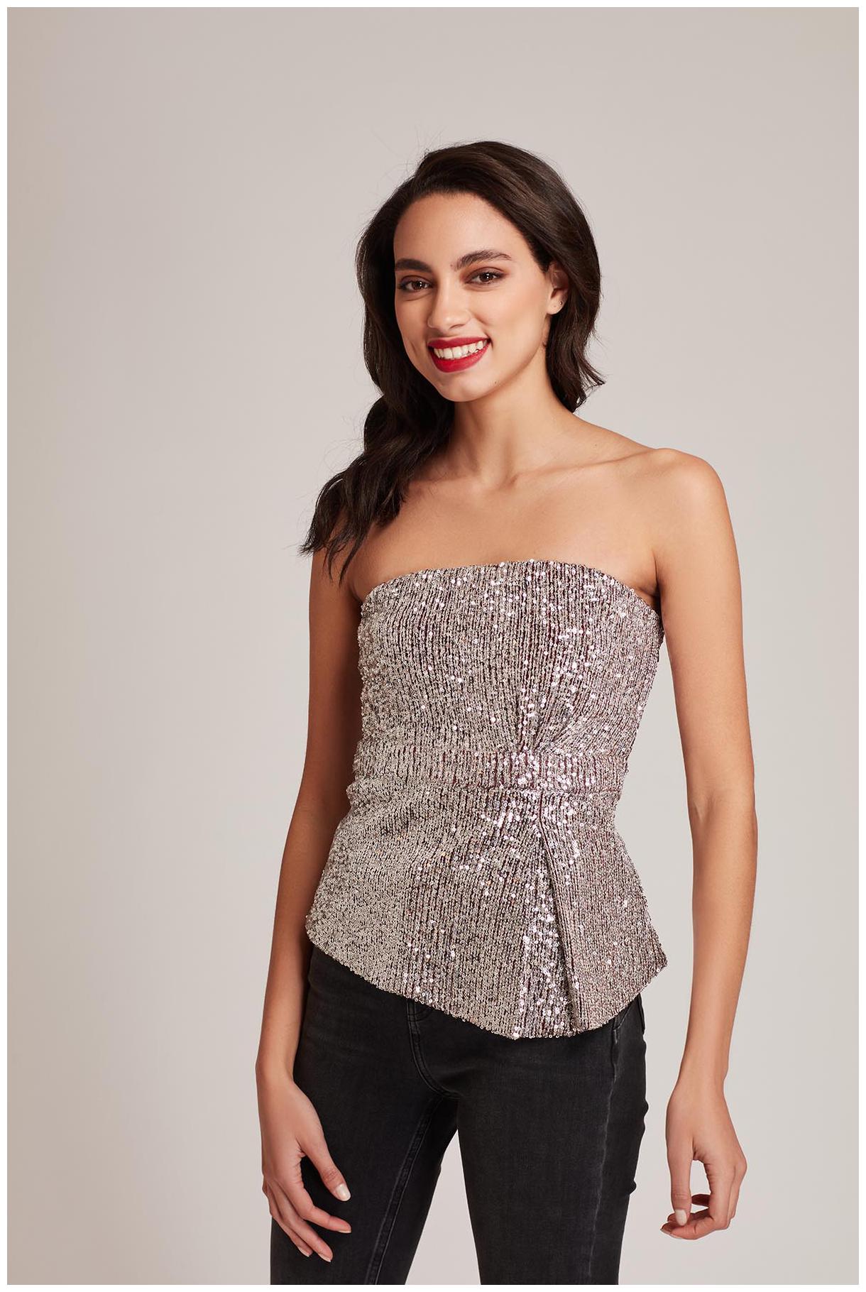 

Cover Story Women Embellished Regular top - Silver