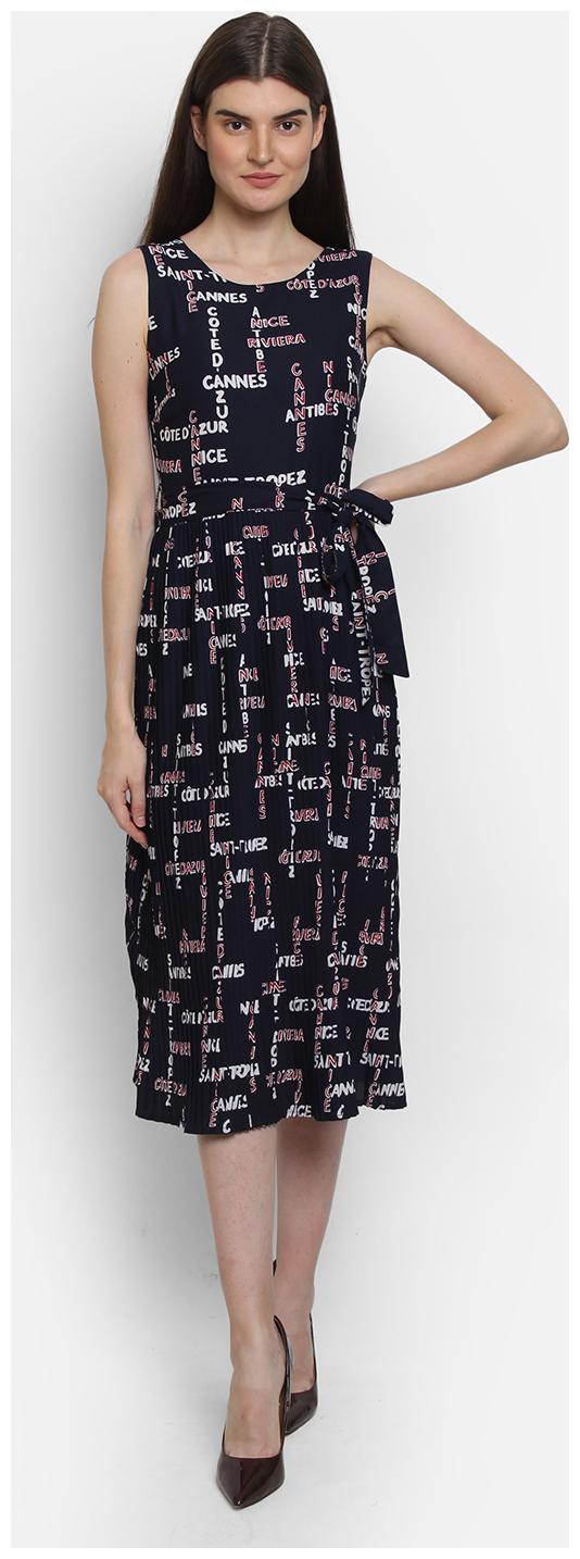 

Cover Story Blue Printed Flared dress