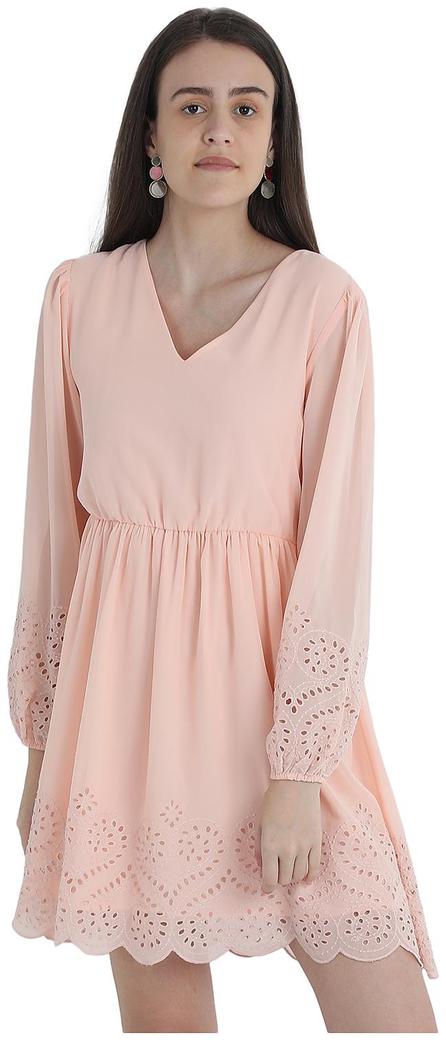 

Cover Story Peach Self design Bodycon dress