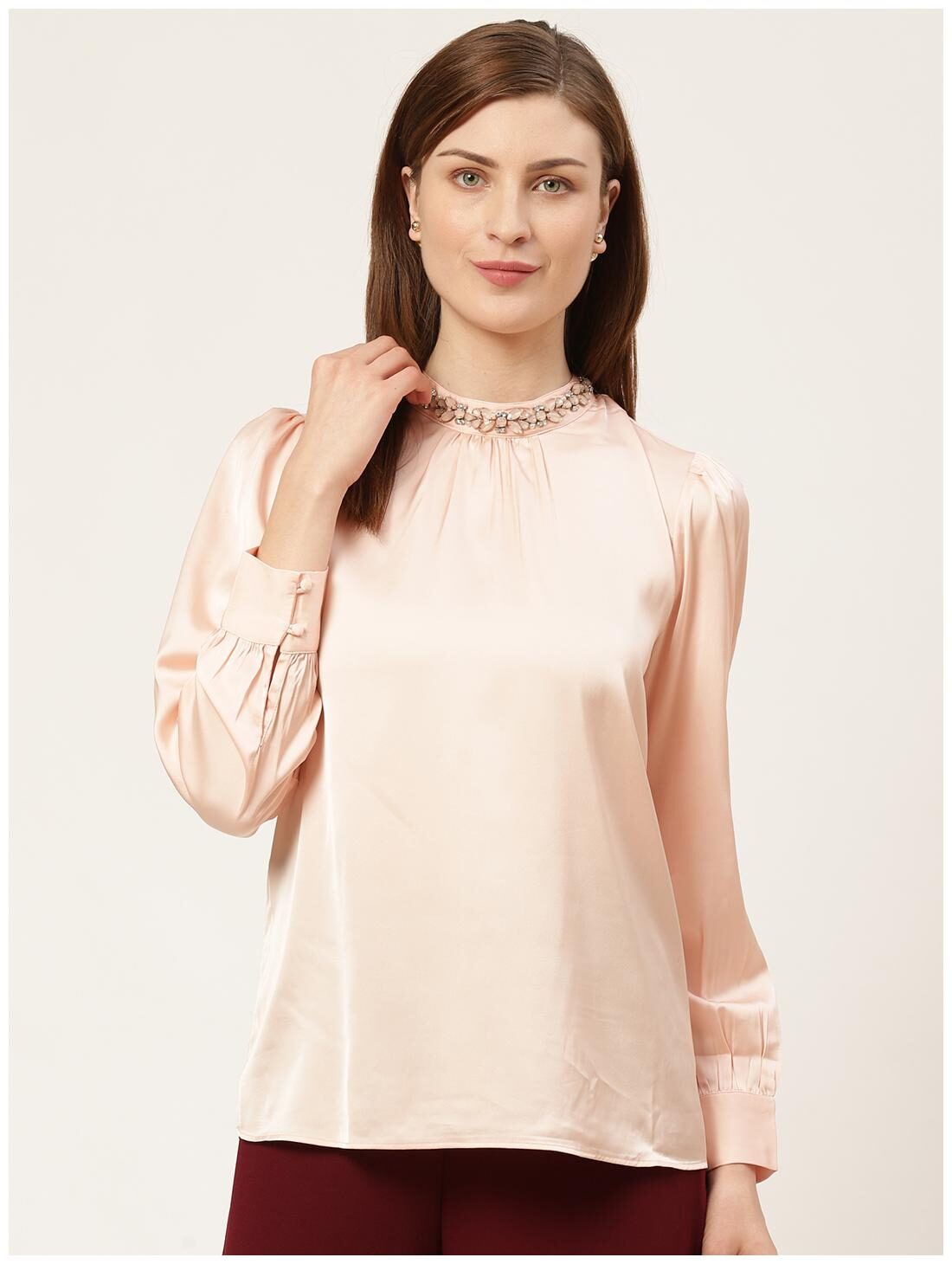 

Cover Story Polyester Beige Solid Blouson for Women