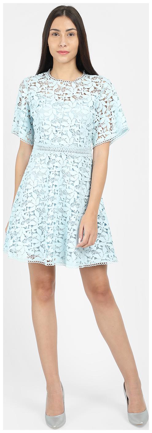 

Cover Story Blue Embroidered Assymetric dress