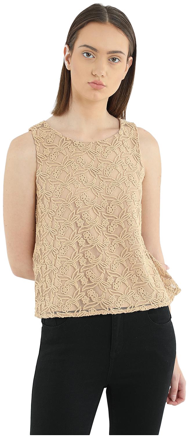 

Cover Story Women Embroidered Blouson top - Beige