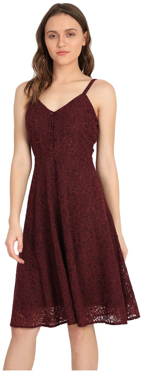 

Cover Story Wine Embroidered Maxi dress