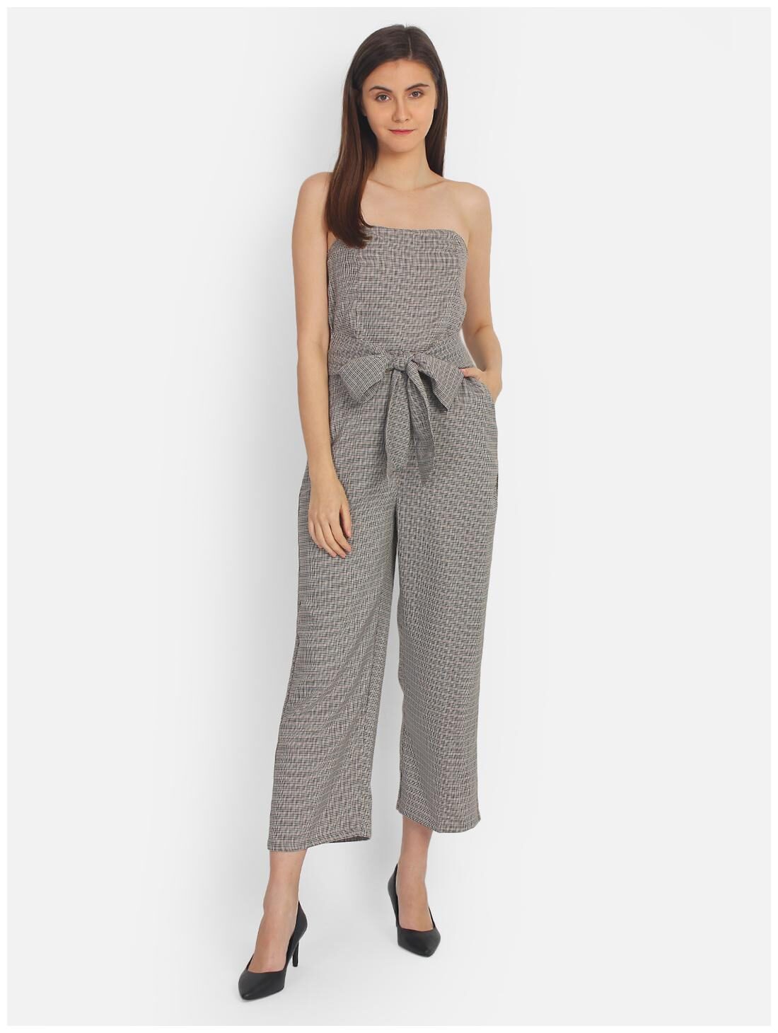 

Cover Story Checked Jumpsuit - Grey