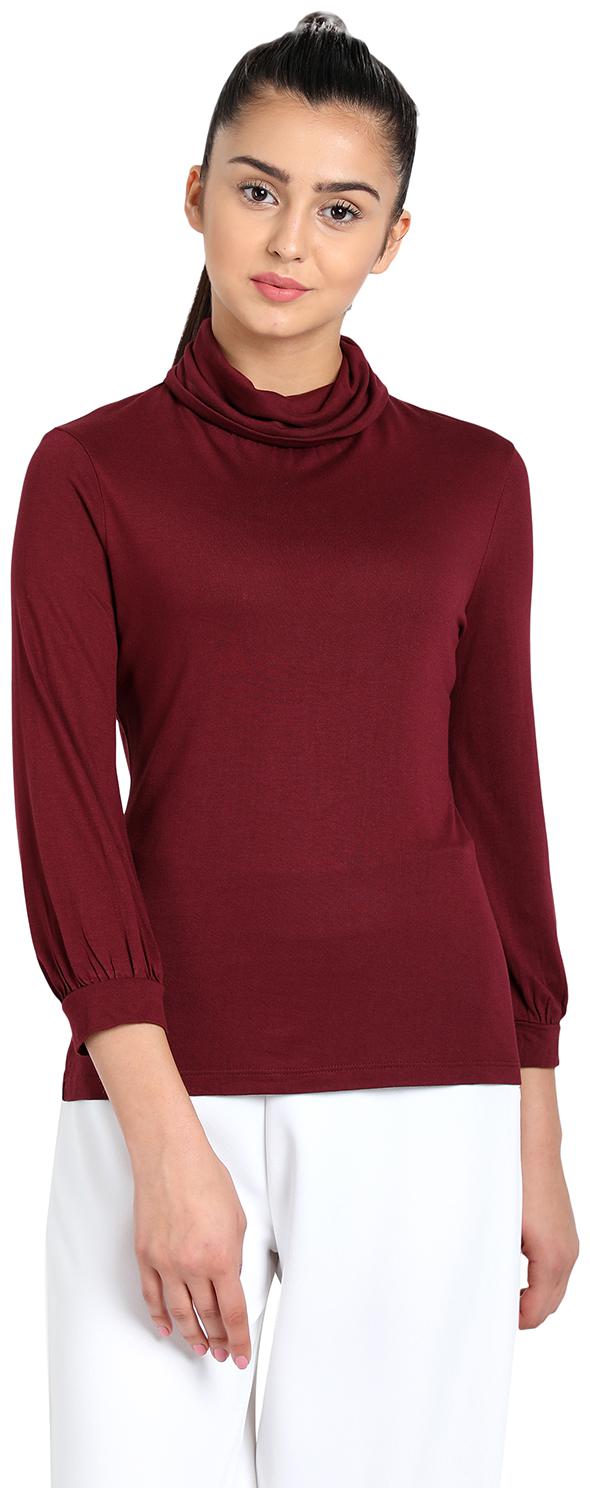 

Cover Story Women Solid Blouson top - Maroon