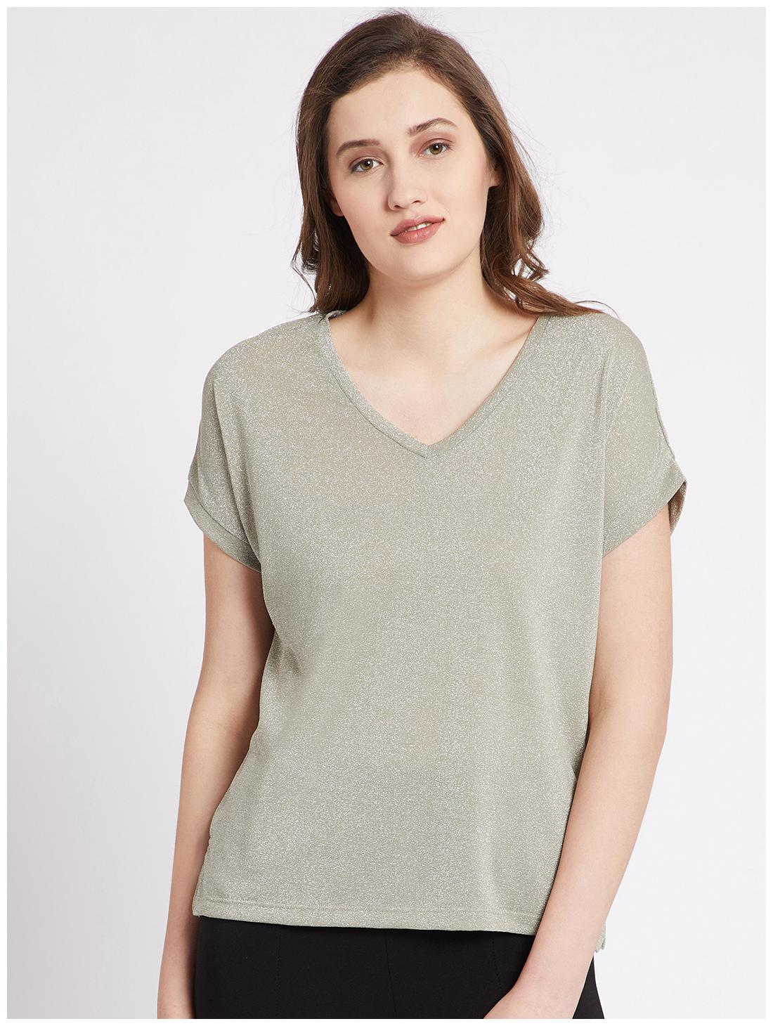 

Cover Story Crepe Casual Regular Tshirts Tank Tops Green