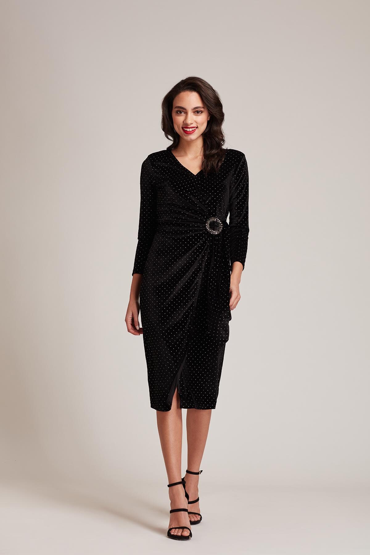 

Cover Story Black Polka dots Wrap dress