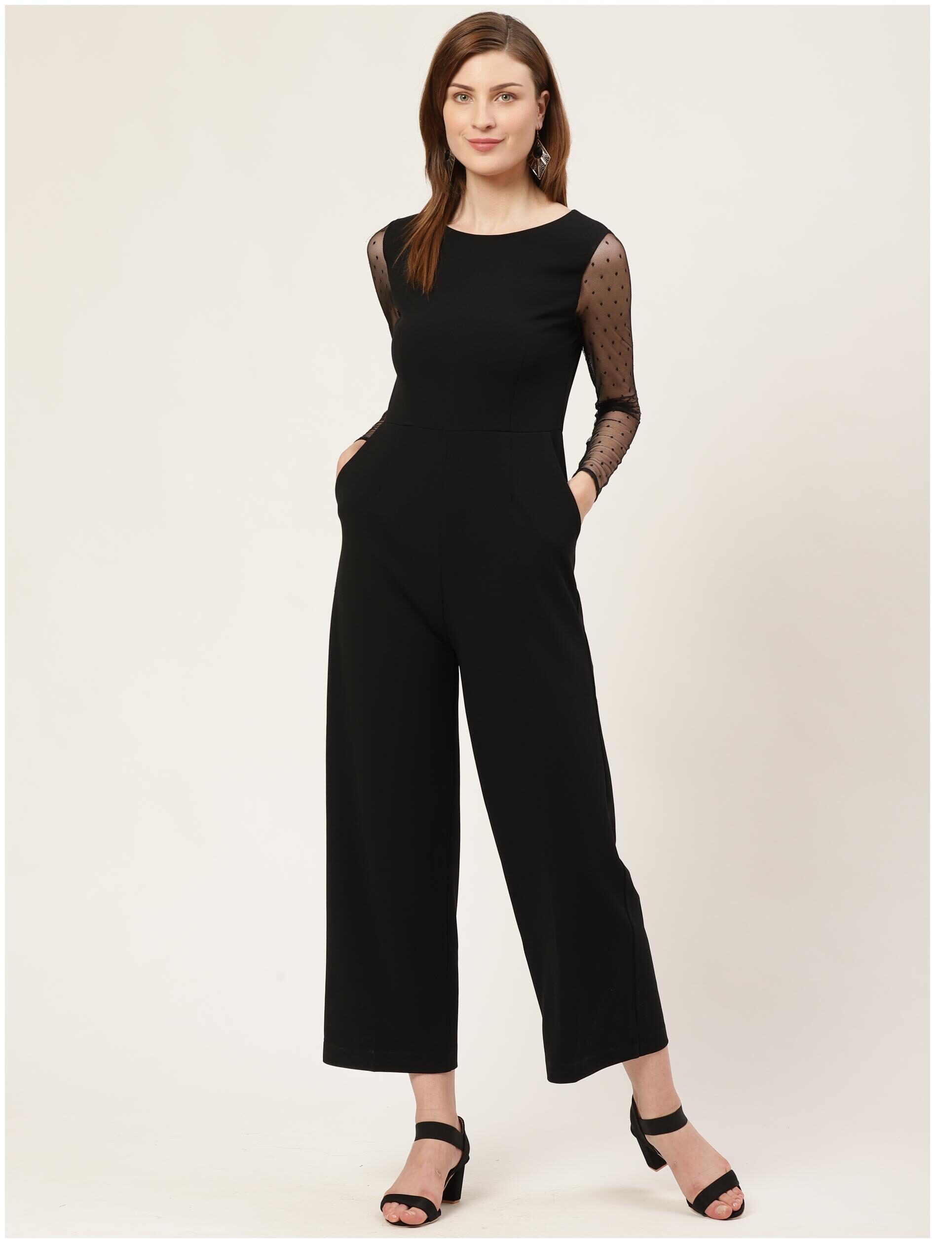 

Cover Story Solid Jumpsuit - Black