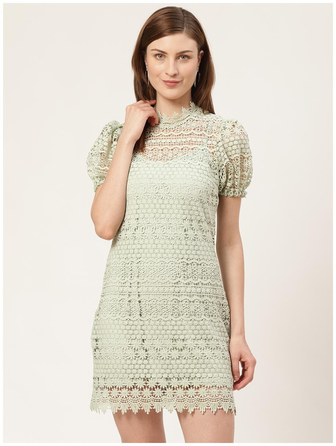 

Cover Story Polyester Green Self Design Maxi Dress for Women