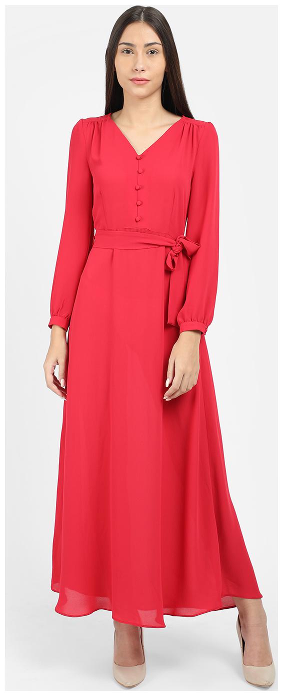 

Cover Story Red Solid Maxi dress