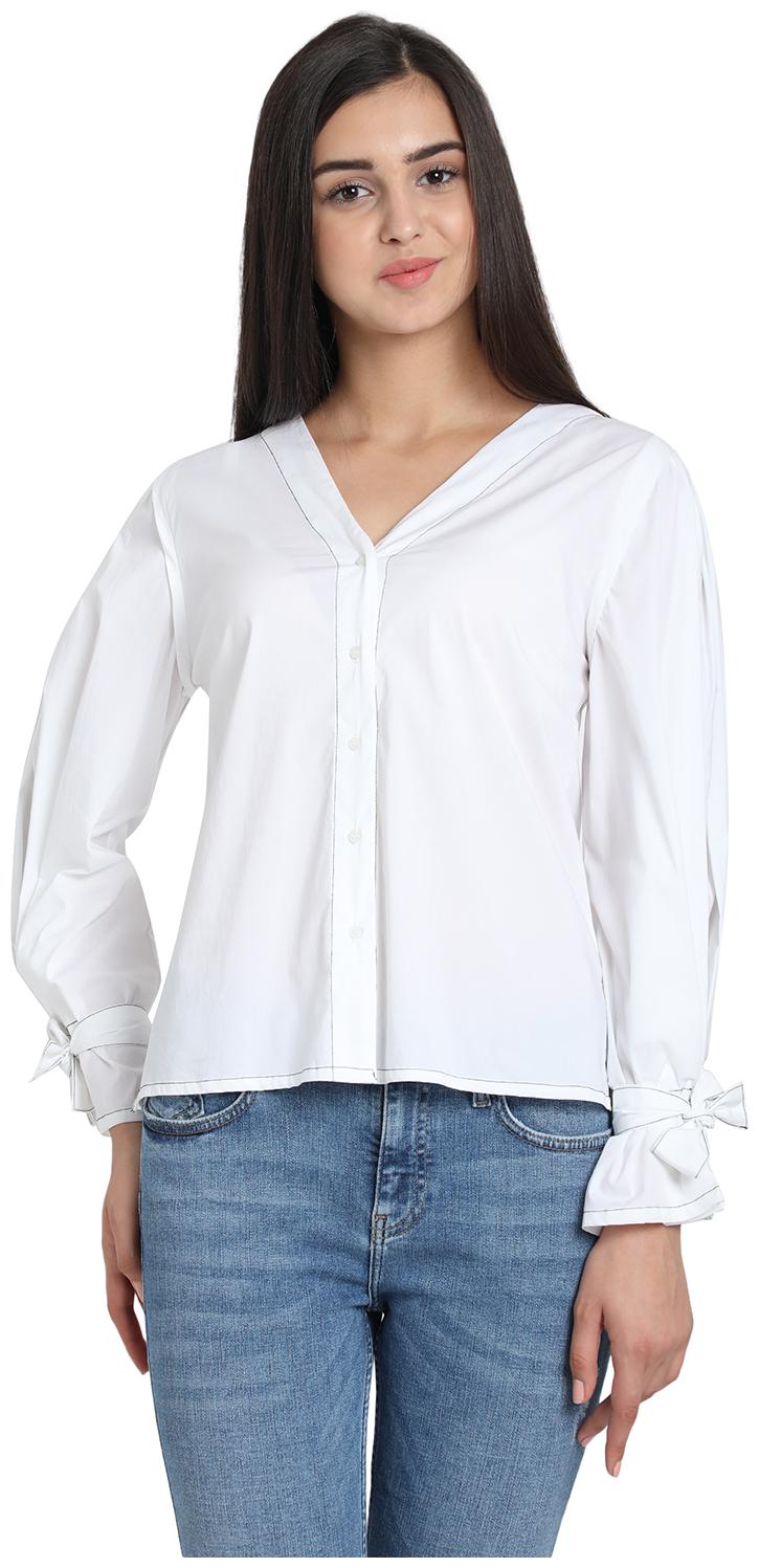 

Cover Story Women Solid Shirt style - White