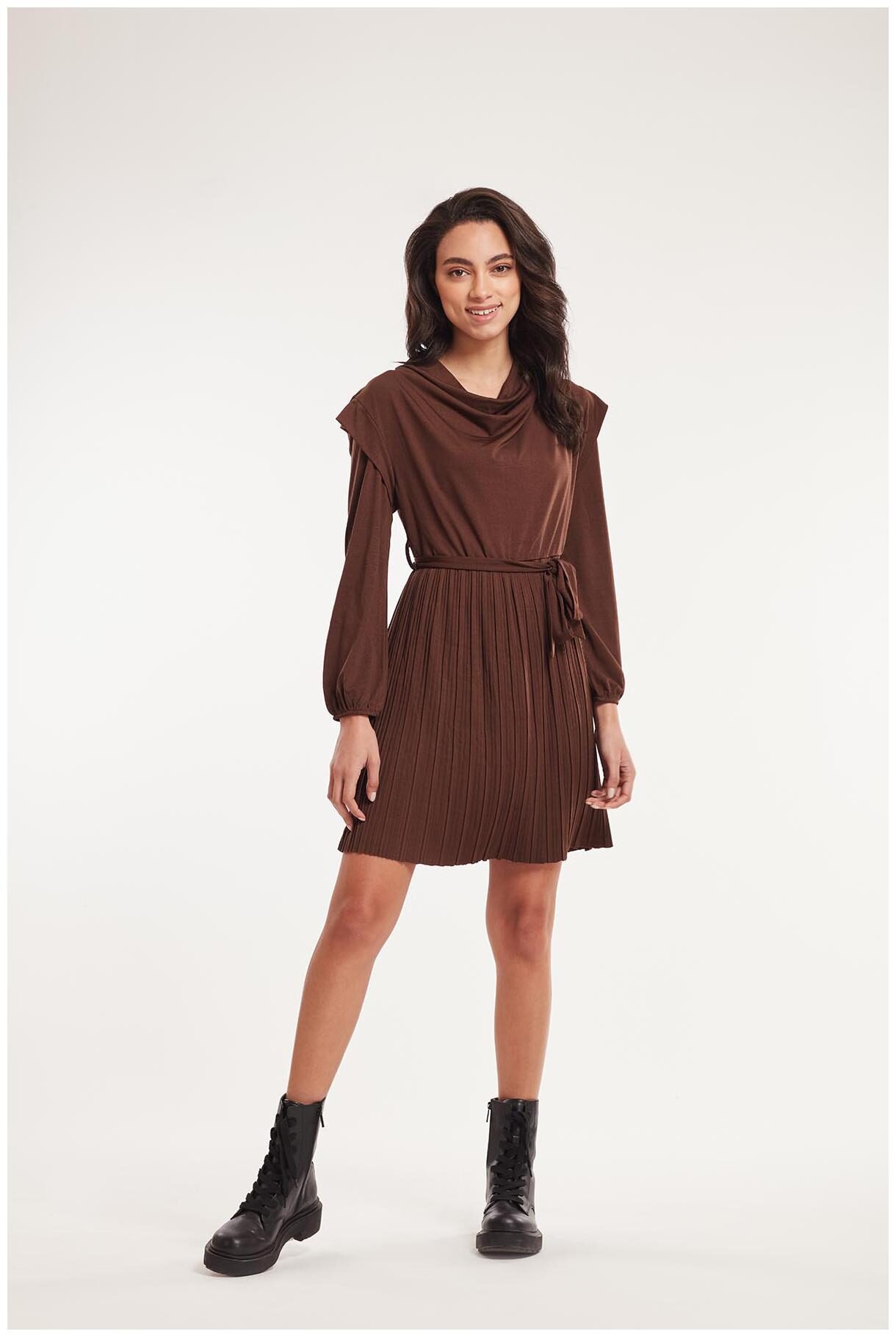 

Cover Story Polyester Solid Brown A Line Dress Women