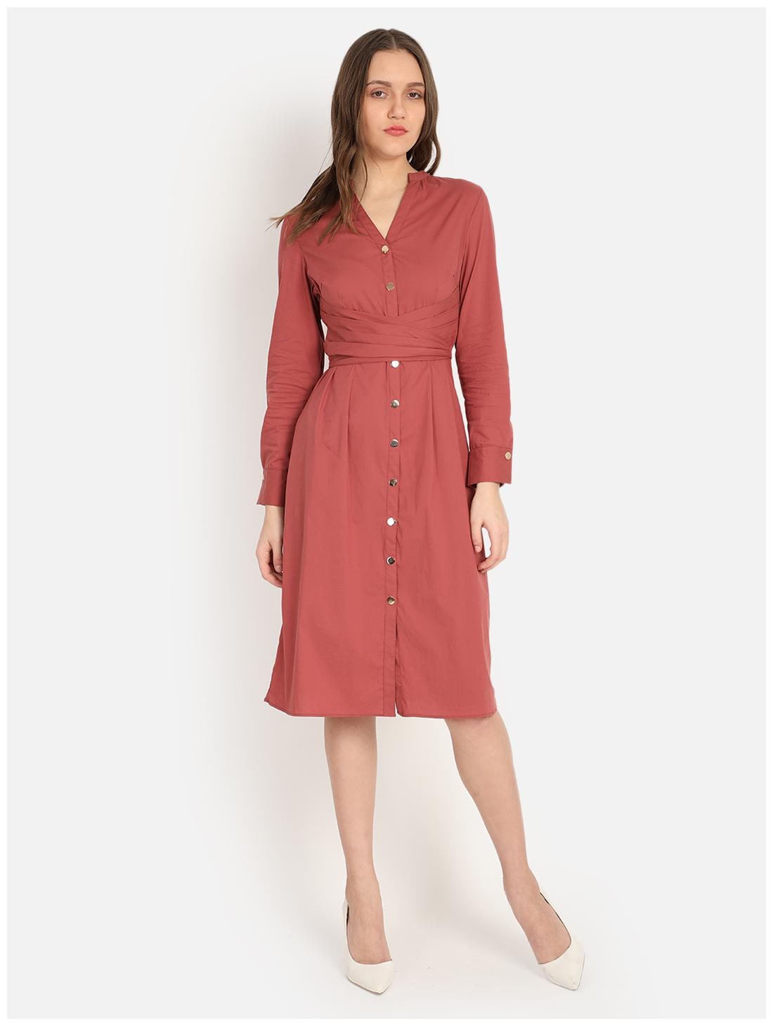 

Cover Story Maroon Solid Shirt dress