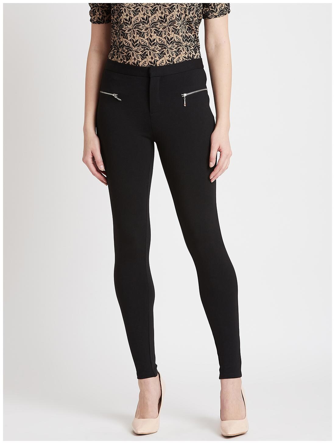 

Cover Story Women Cotton Solid Black Jegging