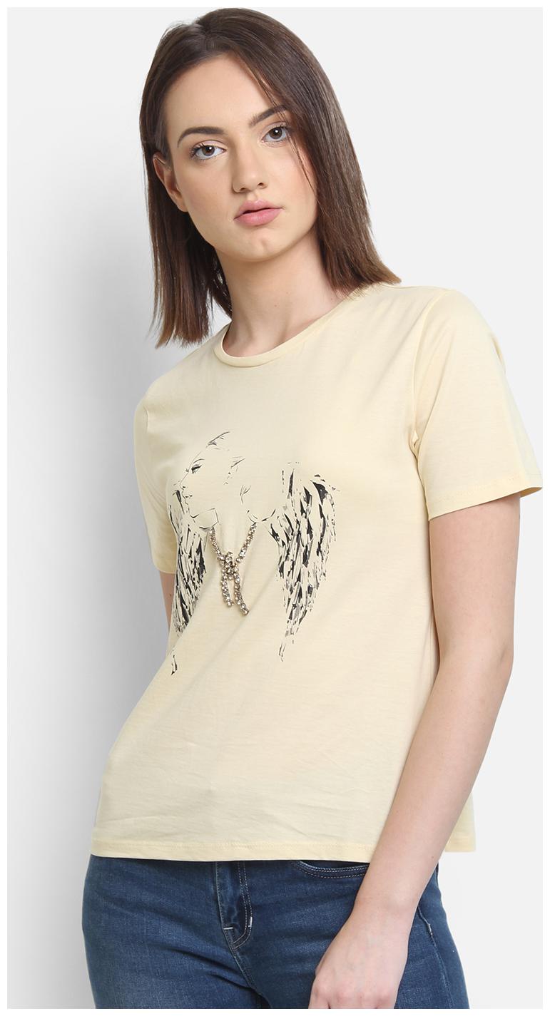 

Cover Story Women Yellow Regular fit Round neck Cotton T shirt