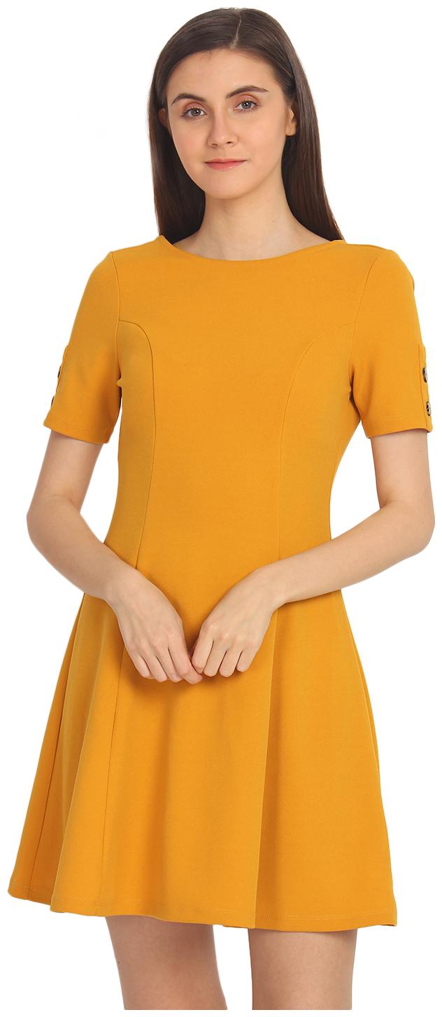 

Cover Story Mustard Solid Sheath dress