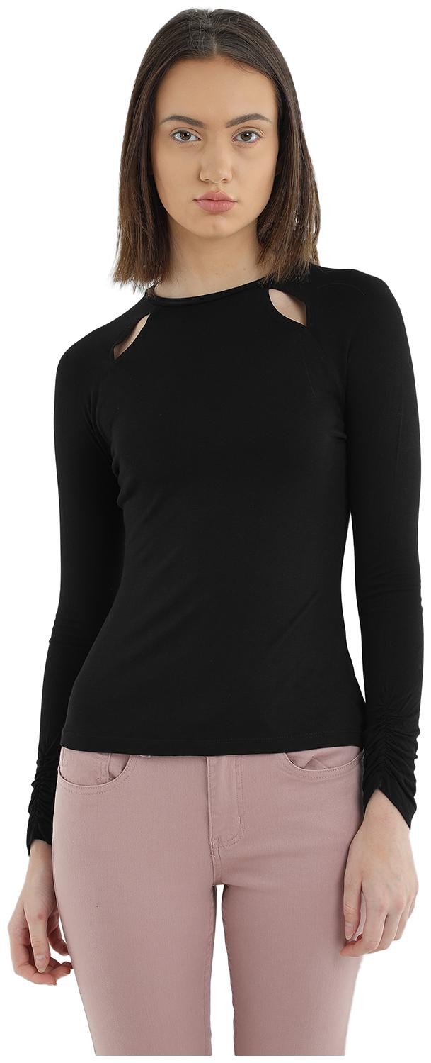 

Cover Story Women Black Regular fit Round neck Viscose rayon T shirt