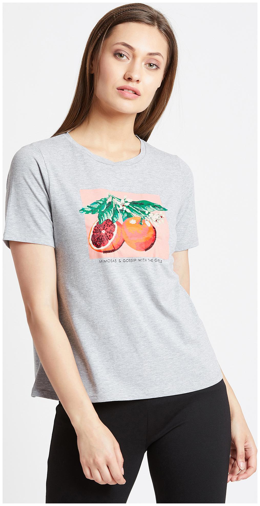

Cover Story Women Grey Regular fit Round neck Cotton T shirt